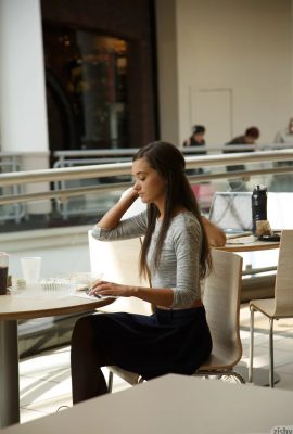 Petite teen Gia Paige flashes tiny tits & tight ass while posing at the mall (19P)