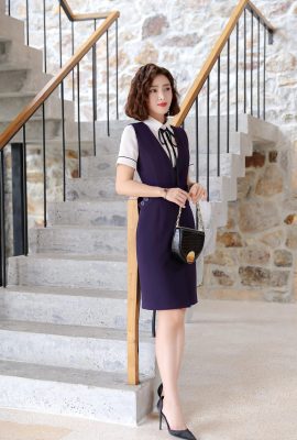 (Online search for beautiful legs series) Beautiful model Xiaojing two-color OL dress with high heels and beautiful legs (24P)