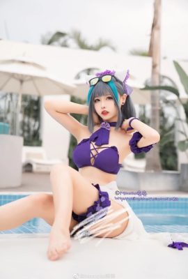 Azur Lane Cheshire Swimwear cosplay for a sweet beach date! Momoko Aoi (9P)