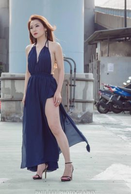 (Taiwan model beautiful legs series) Long-legged beauty model Cher, high-slit long skirt, high heels, beautiful legs outdoor shot (60P)